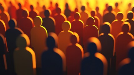 Obraz premium Abstract crowd of stylized figures in warm tones