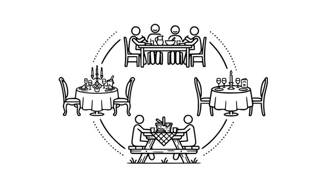 Restaurant Dining and Buffet Service Illustration