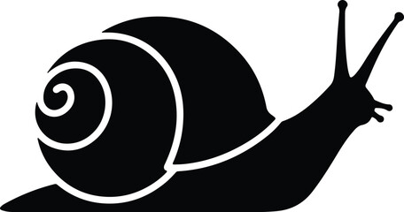 Silhouette design of a simple garden snail in black vector © AbuSadat