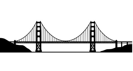 Fototapeta premium Suspension Bridge Silhouette Line Art Illustration