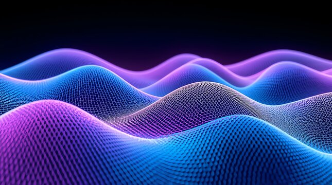 Abstract Digital Waveform Background with Vibrant Neon Colors.