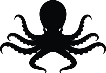 Silhouette design of an octopus with long curling tentacles vector © AbuSadat