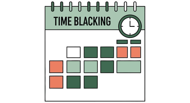 A calendar page illustrating the concept of time blocking for scheduling