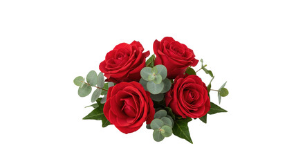 Fototapeta premium Red rose bouquet isolated on transparent background. Ideal for romantic, wedding, and floral decoration projects.