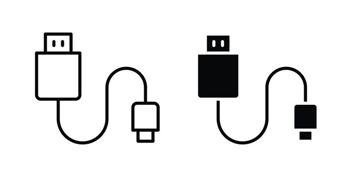 USB cable icon concept editable. Best for web ui design