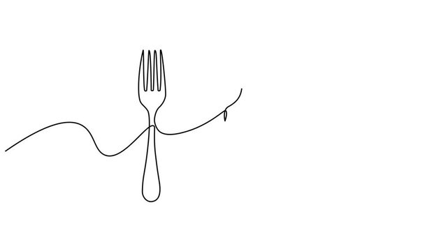 Cutlery continuous line drawing, Editable line art vector illustration.