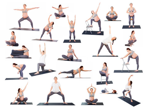  pregnant woman is engaged in yoga. Butterfly Pose or Baddha Konasana