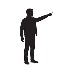 Fototapeta premium Standing Man Pointing Gesture Silhouette Vector