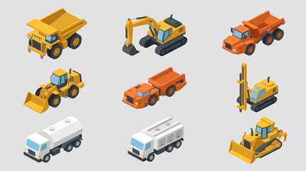 Collection of heavy construction vehicles and trucks. © Noura