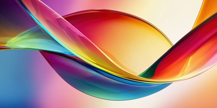 Abstract colorful glass shapes flowing and twisting with smooth gradients
