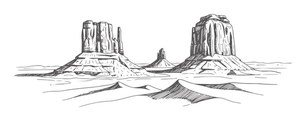 Fototapeta premium Monument Valley mesas and sand dunes desert