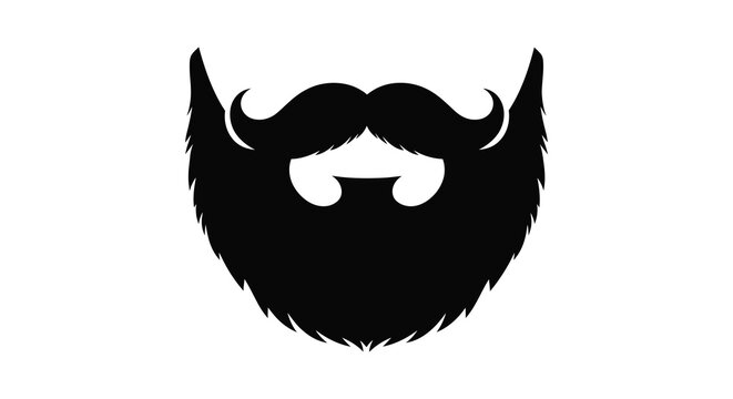 Beard and mustache silhouette against a white background