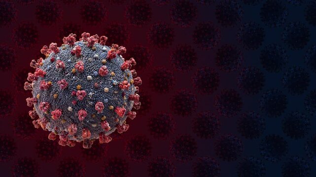 Scientific infection concept with a large foreground virus and multiple particles. Pandemic concept for healthcare, outbreak coverage, and disease awareness content