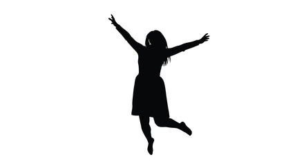 Joyful woman jumping silhouette celebrating success freedom and positive energy © Niloy MotionArts 3D7