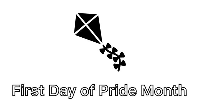 Black pride month kite flying on first day celebration isolated on transparent background, Vector