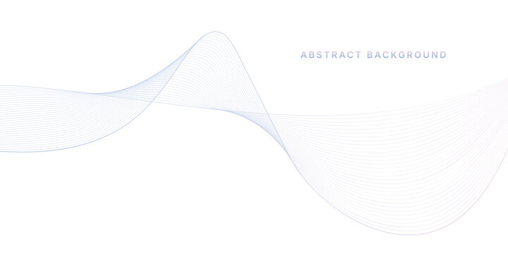 Abstract wave line vector background, minimal flowing purple blue thin curves on white for business banner website template, elegant corporate design isolated transparent overlay PNG