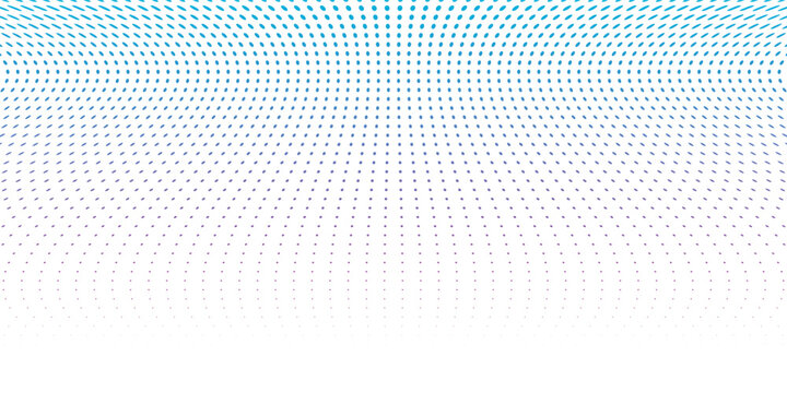 Blue cyan halftone dot perspective grid vector background, 3D curved wave surface pattern fading on white for banner website template, isolated transparent cutout design overlay PNG