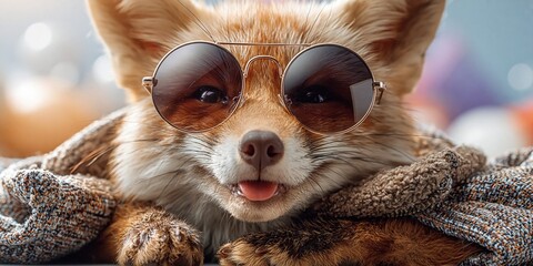 Obraz premium Cool fox portrait radiates warmth and personality