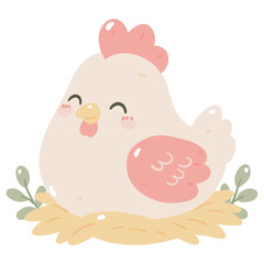 Fototapeta premium Cute Chicken Illustration in nest