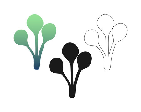 Hand drawn doodle bubble algae silhouettes set with black icon, line art and emerald-to-navy gradient for whimsical spa branding, marine logo design and children's aquarium decor.