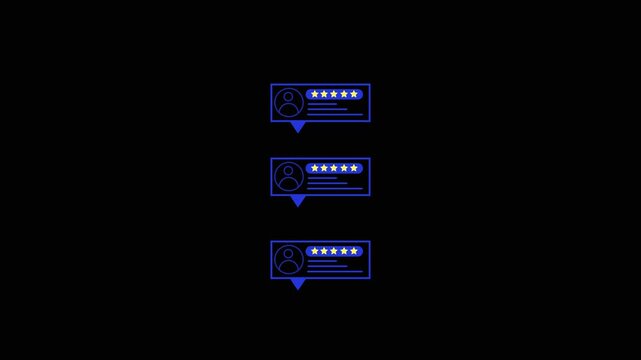 User profile icons stack with five star ratings. These user profile icons represent multiple positive reviews. User profile icons animation for social proof themes.