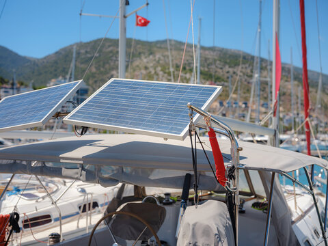 Sailing Yacht Equipped With Solar Panels For Green Energy Finike