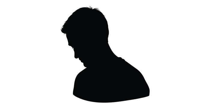 Male profile silhouette head and shoulders in black against white background