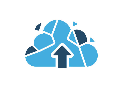 Abstract Geometric Cloud Upload Icon for Technology and Data Storage