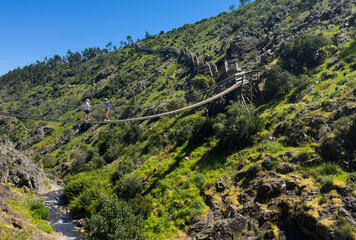 Naklejka premium Barranco do Demo Boardwalk Over Rolling Hills, Algarve, Portugal
