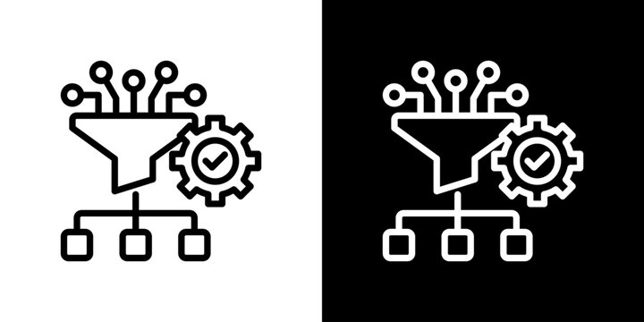 Data Preparation Icon Sheet Black And White