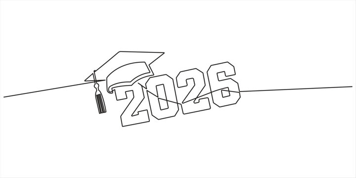 Graduation cap and diploma scroll one line drawing Single continuous line art graduation cap. Celebration ceremony master's degree academy graduate design, Minimal one line drawing of graduation cap 