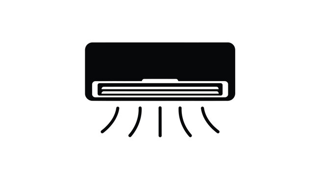 Air conditioner silhouette icon cooling system illustration for home and commercial use