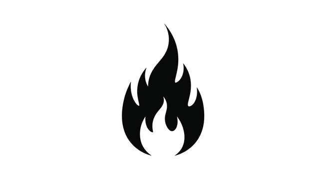 Black flame silhouette graphic design element for heat fire and energy concepts