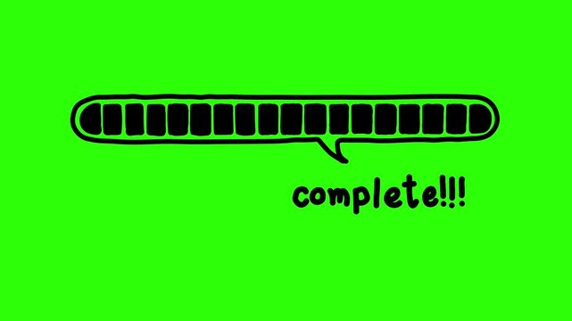 Animated video loading counter bar game process progress computer battery, banner green screen background