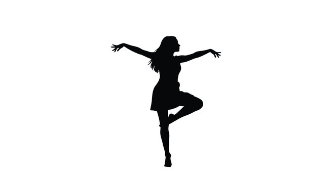 Elegant woman silhouette dancing modern art for wellness fitness and creative projects