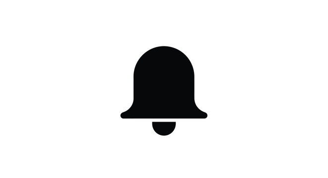 Black bell silhouette icon on white background notification symbol for digital interfaces