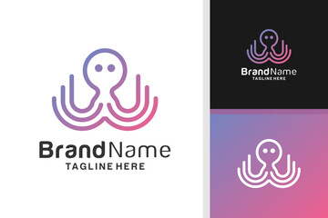 Octopus line art logo design. Isolated octopus on white background icon vector © i.d99d