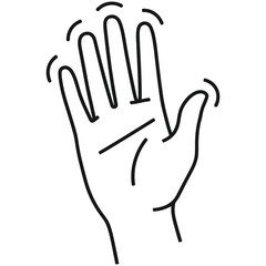 Obraz premium Hand waving icon line art greeting gesture with greeting minimalist farewell