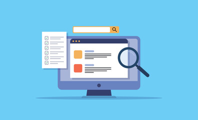 Fototapeta premium Website Search and Task Management Interface Concept Vector Illustration