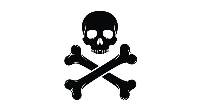 Skull and crossbones silhouette pirate symbol warning sign and danger icon