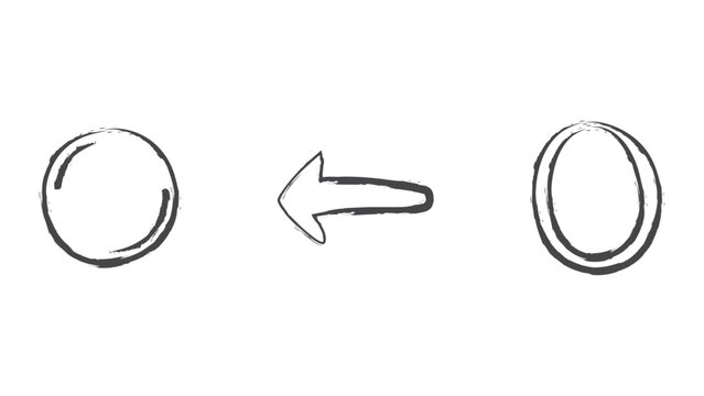 Hand drawn circle arrow and ovals on transparent background sketch doodle elements.