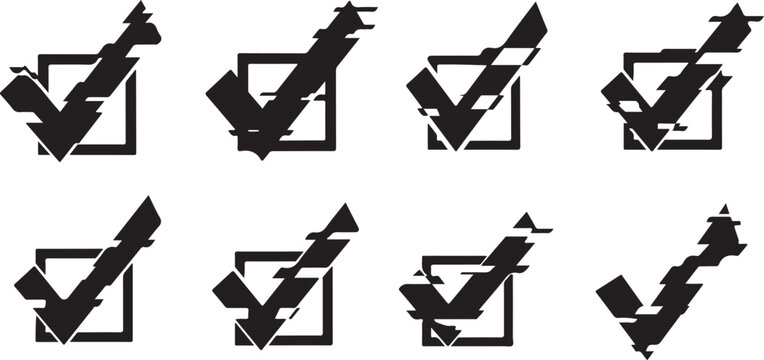 Black checkmarks and checkboxes on white background
