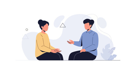 Fototapeta premium Two people engaged in conversation, modern flat illustration