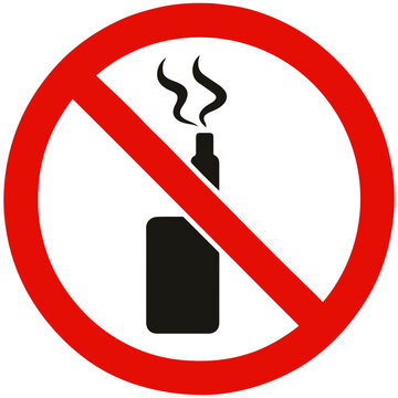 No vaping sign, red circle with black vape device and smoke