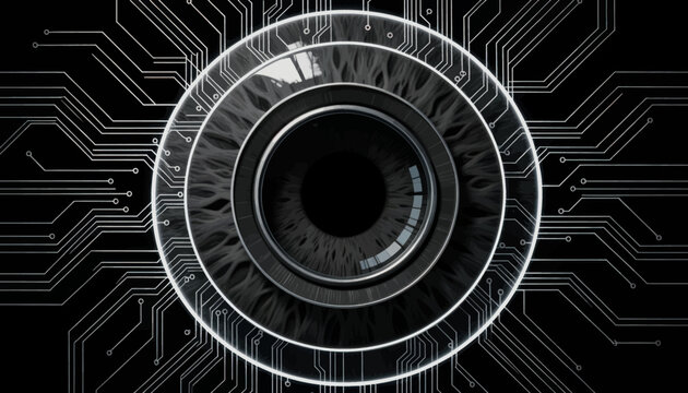 Abstract Digital Cybernetic Design with Futuristic Glowing Circuit Patterns
