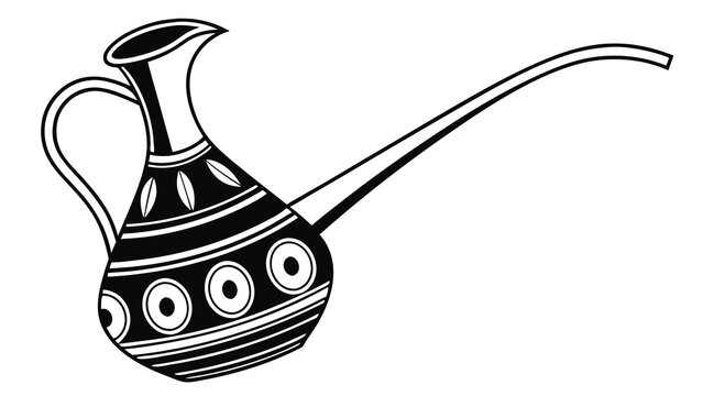 Traditional Long Spouted Pitcher Vector Illustration with Patterns
