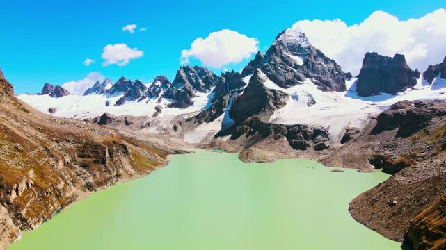 Aerial Drone View of Chitta Katha Lake in Kashmir, Pakistan