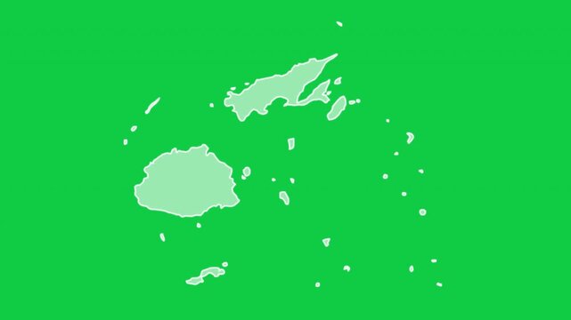 Fiji map glow trace outline animation green background