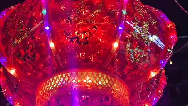 Modern Electric Chinese Lantern With Lights Spinning Like Disco Ball on Ceiling