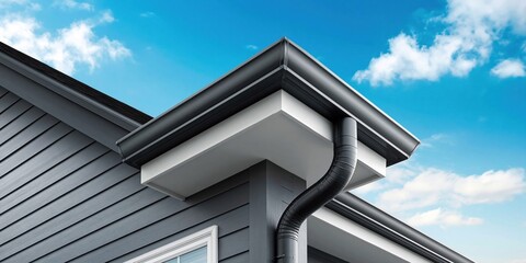 Naklejka premium Modern house detail with clean lines and gutters
